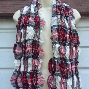 Long neck scarf wrap gathered red black white nice